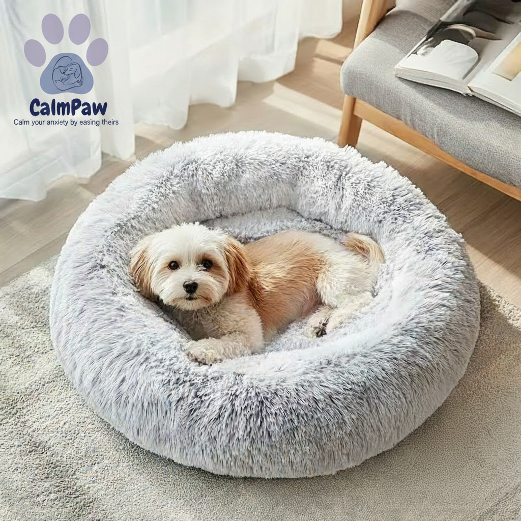 CalmPaw Branded Dog Bed - Top Left Logo